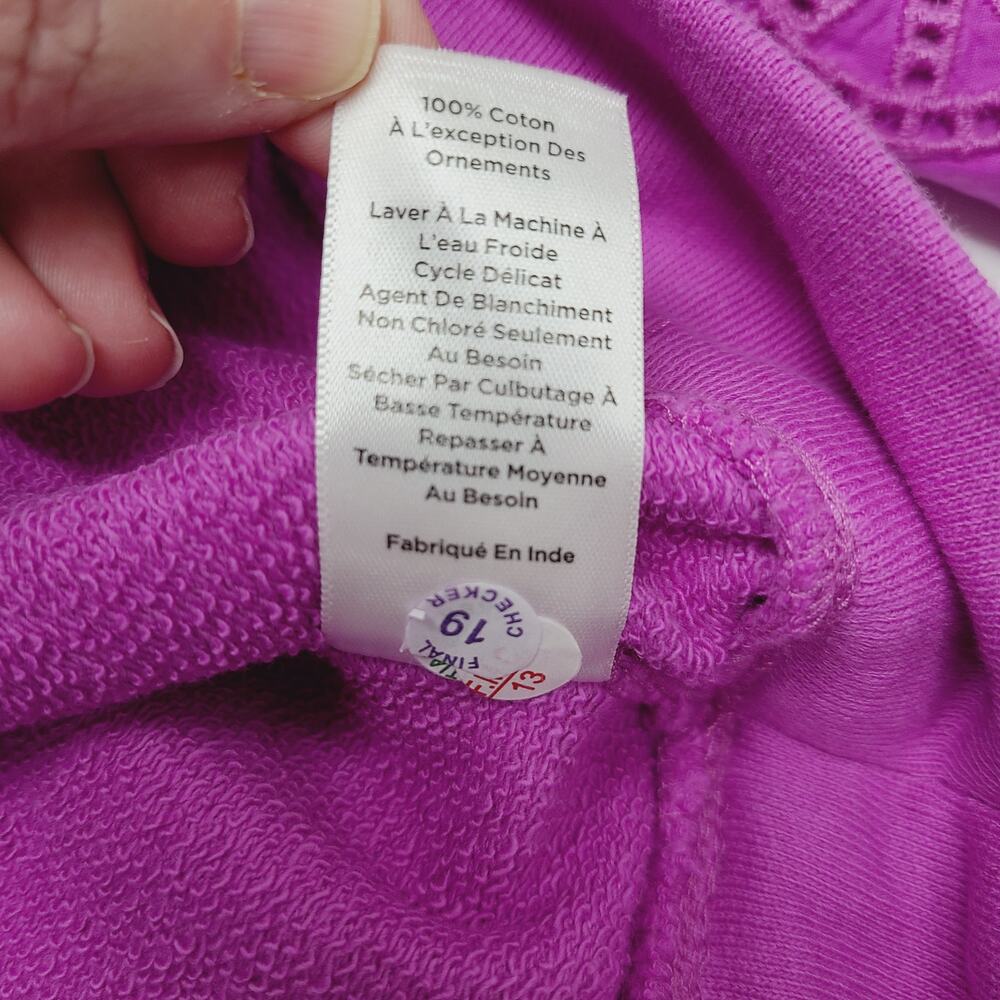 Talbots Embroidered Crewneck Sweatshirt NWT Purple Puff Sleeve Crew Neck Medium - Picture 5 of 13